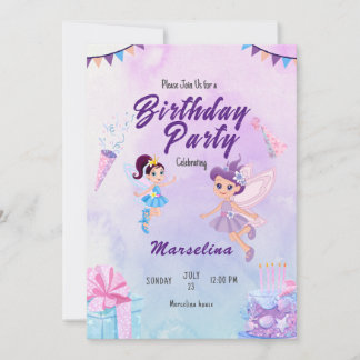 Placa De Convite de aniversário Para Raparigas