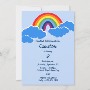 Placa de Convite de aniversário Rainbow com 2 Anos