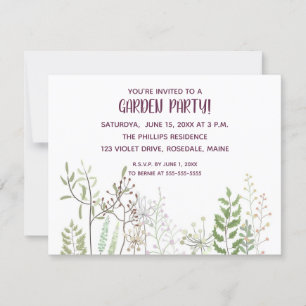 Placa de Convite de festas de Jardim de Aquarela E