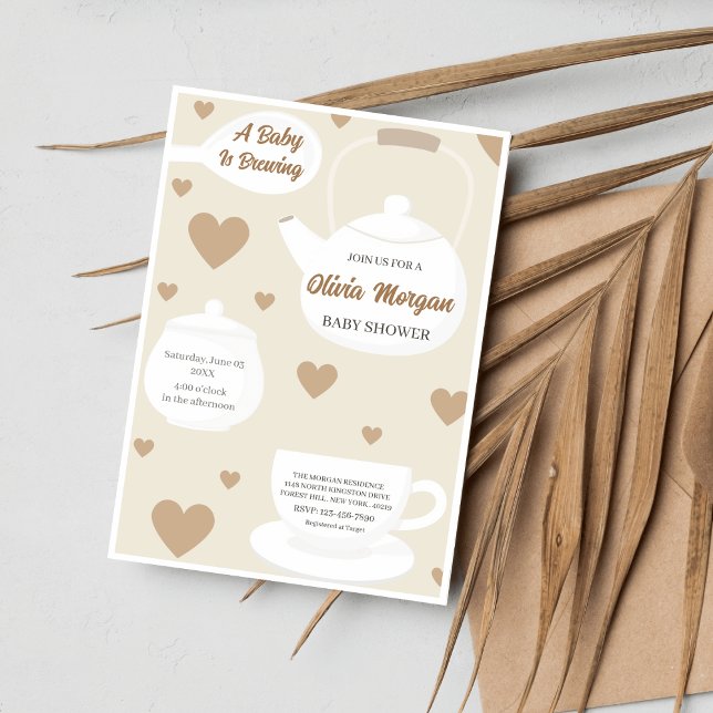 Placa de Convite de festas do chá do Chá de fralda (Criador carregado)