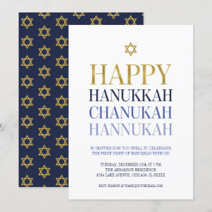 Placa de Convite de festas Feliz Hanukkah Chanukah