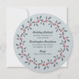 Placa de Convite de festas Holly Wreath Holiday Po