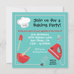 Placa de Convite de festas para Cozinhar ou Baking