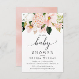 Placa de Convite para Chás de fraldas Hydrangea Bl