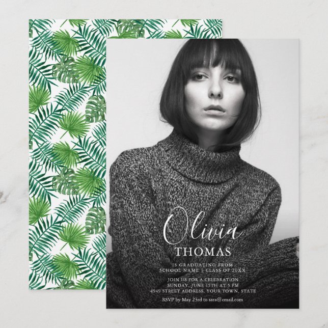 Placa de Convite para Festa de formatura de Foto C (Frente/Verso)