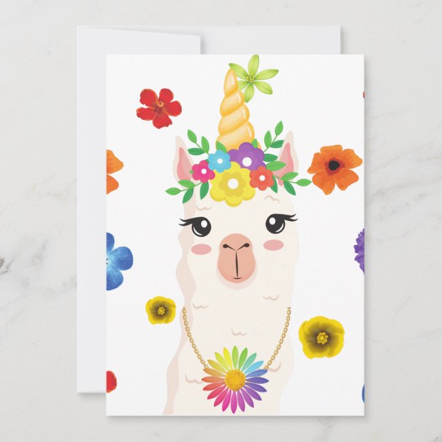 Placa de Convite para Vazio Llamacorn 5x 7 (Frente)