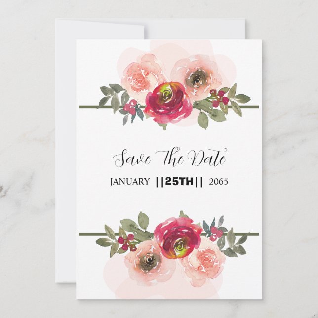 Placa de convite simples Floral do casamento no in (Verso)