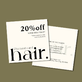 Placa de Desconto de Bela Branca Negra Moderna Ele