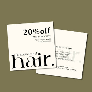 Placa de Desconto de Bela Branca Negra Moderna Ele