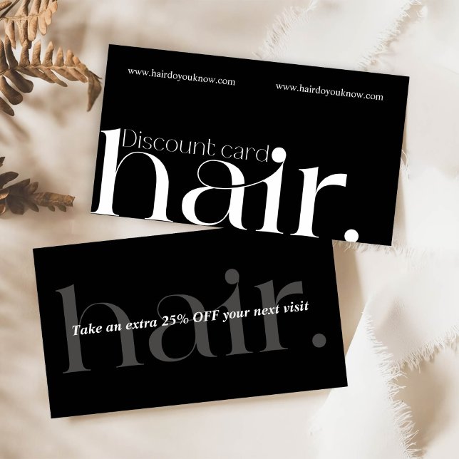 Placa de Desconto de Bela Branca Negra Moderna Ele (Criador carregado)