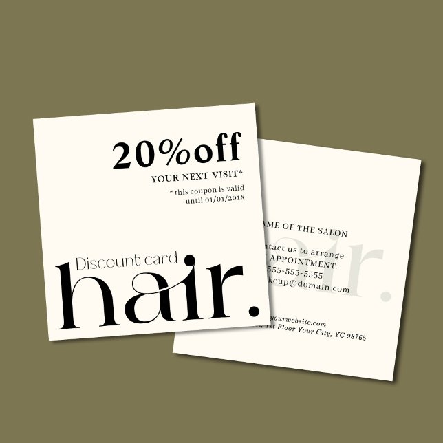 Placa de Desconto de Bela Branca Negra Moderna Ele (Criador carregado)