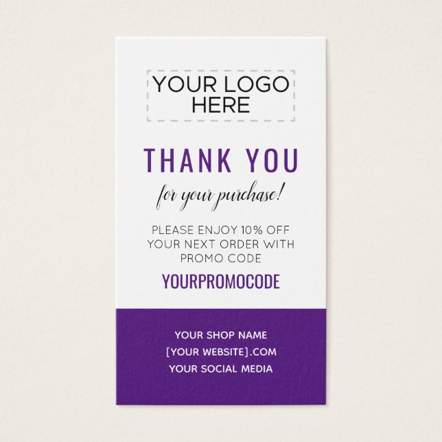 Placa de Desconto de Código Promo Personalizado Ro (Frente)