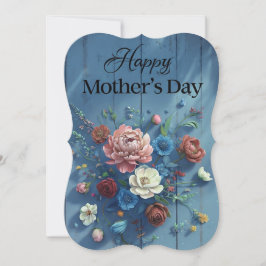 Placa de Dia de as mães Floral Azul Bohemiana