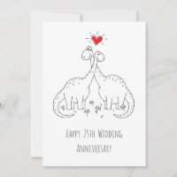 Placa de Dinossauros de 25 Feliz Casamento de Aniv
