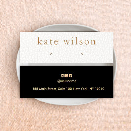 Placa de exibição branca de couro preto estampado