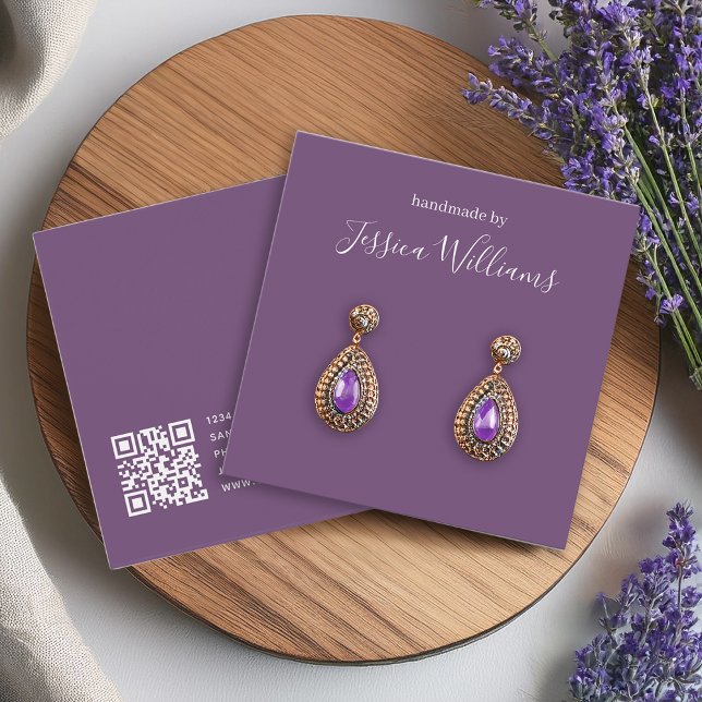 Placa de Exibição com Código QR Moderno Roxo Dusty (Criador carregado)