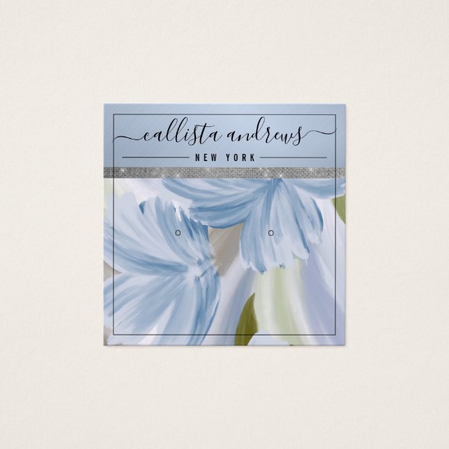 Placa de exibição de brilho floral azul (Frente)