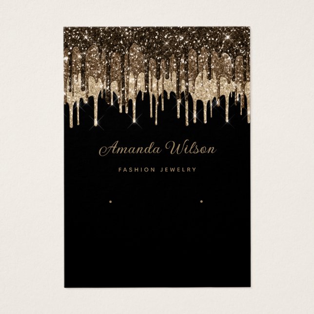 Placa de exibição de brinco com Glitter ouro moder (Frente)