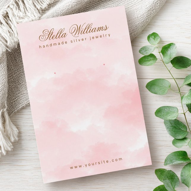 Placa de exibição de brinco de aquarela rosa (Pink watercolor earring display card)