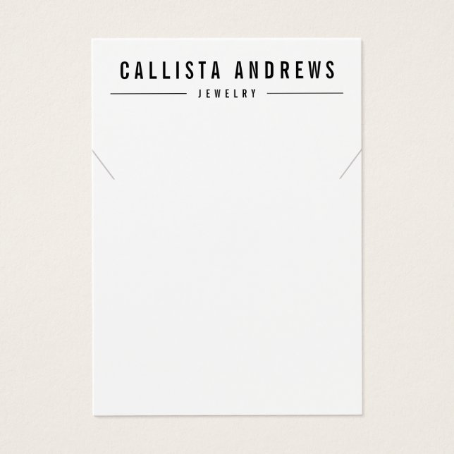 Placa de exibição de colar branco preto simples (Frente)