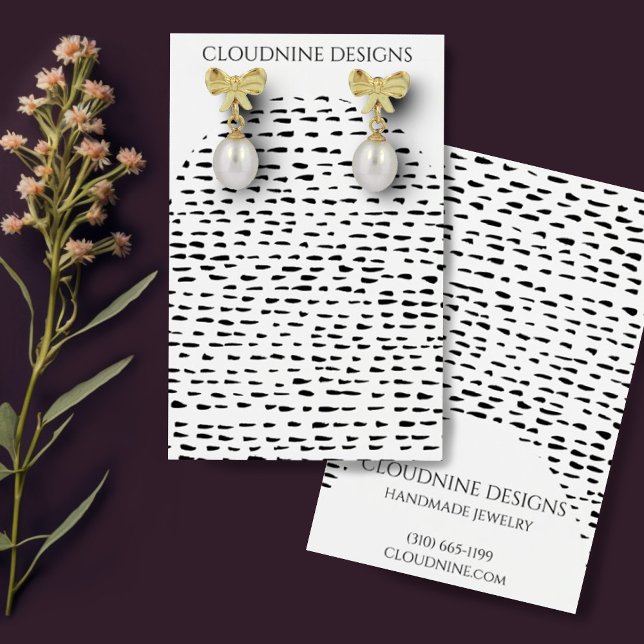 Placa de Exibição de Colar Colar de Arco Dotty (Earrings display card with inky dots and arch shapes. Customize with your contact info)