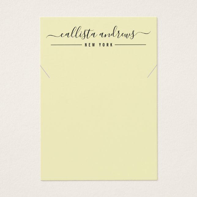 Placa de Exibição de Colar de Script Amarelo Preto (Frente)