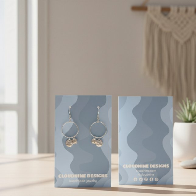Placa de Exibição de Colheita de Ondas Retro que O (Soft Blue Retro Waves Earring Necklace Jewelry Display Card
)