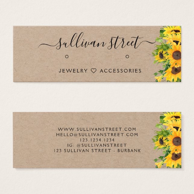Placa de Exibição de Joias Sunflower Kraft Earring (Frente & Verso)