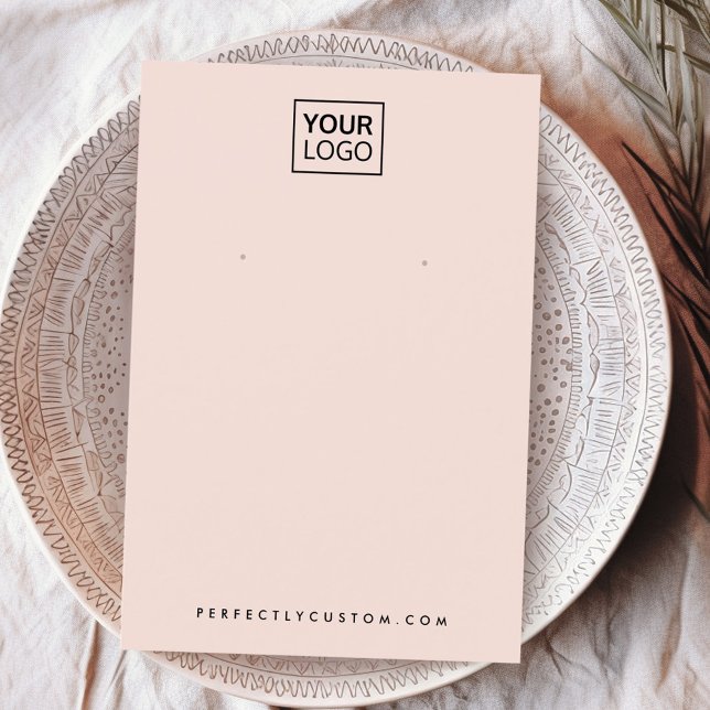 Placa de exibição de logotipo personalizado rosa-c (Light blush pink custom logo earring display card)