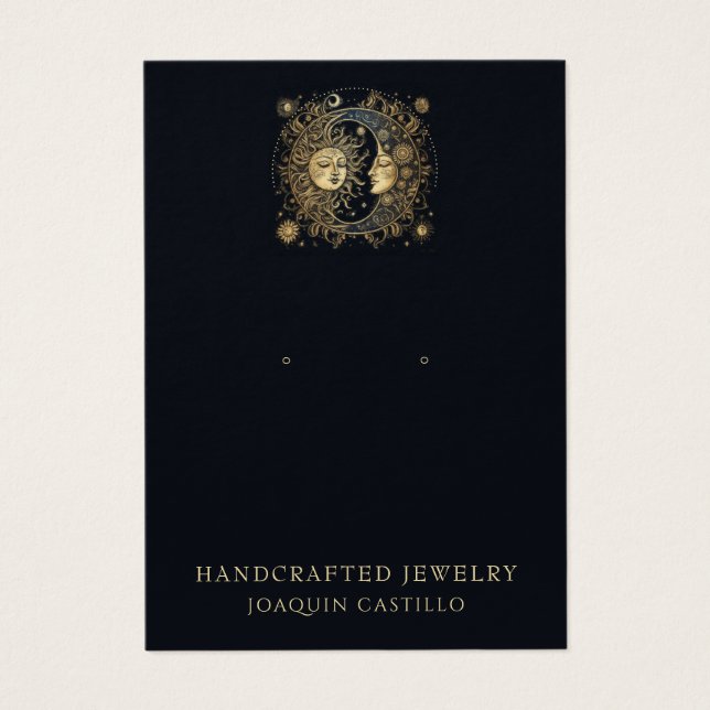 Placa de Exibição de Lua Negra Dourada Celestial (Frente)