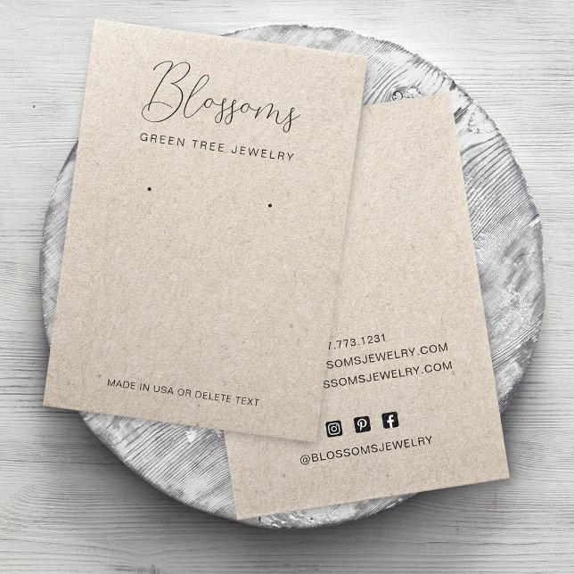 Placa de Exibição de Papel Rustic Faux Kraft Enxer (Personalized Rustic Faux Kraft Paper Earring Display Card)