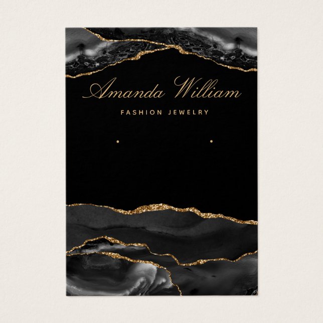 Placa de exibição do brinco preto e dourado modern (Frente)