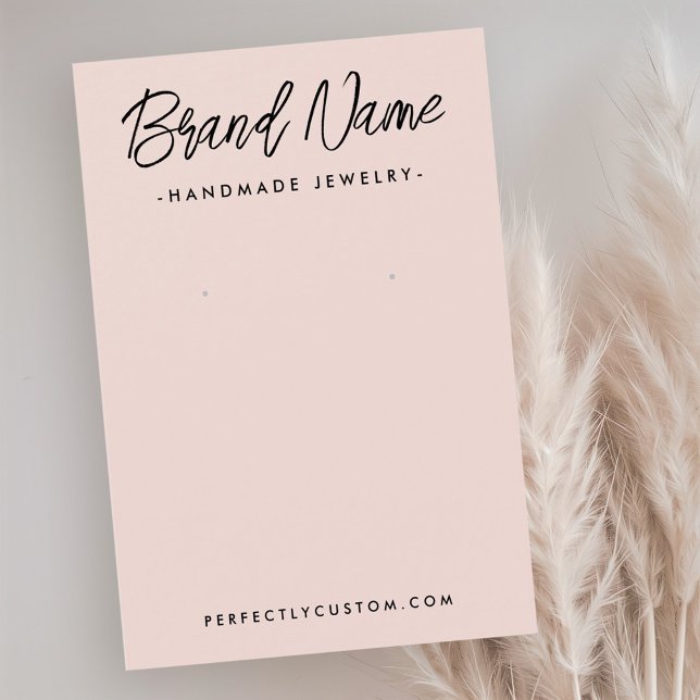 Placa de exibição do brinco rosa com pincel leve m (Modern light blush pink earring display card)