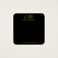 Placa de exibição Dourada Monograma preto Elegante