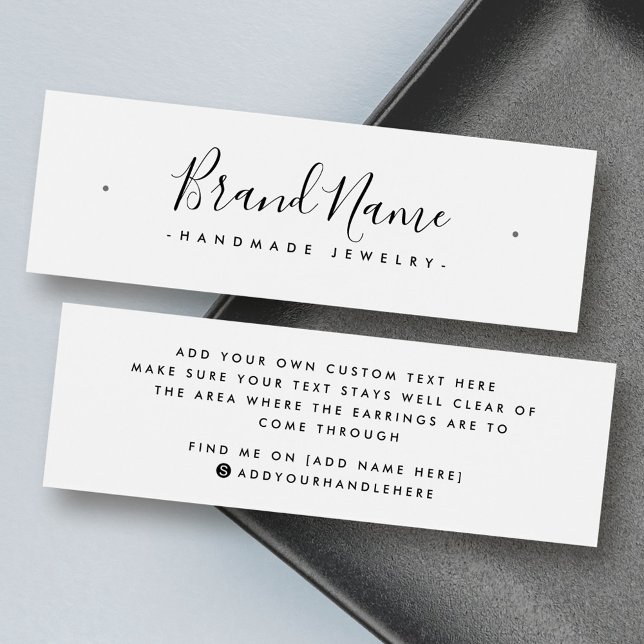 Placa de exibição mínima do brinco de stuch do scr (Elegant script minimal stud earring display card)