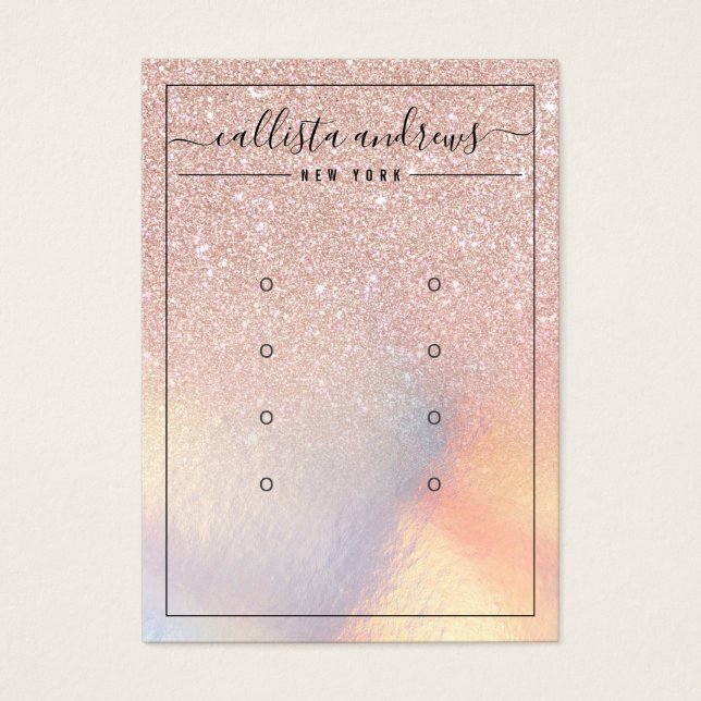 Placa de exibição rosa Dourada Glitter Iridescent  (Frente)