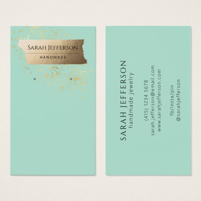 Placa de exibição Simples Faux Dourado Mint Modern (Frente & Verso)