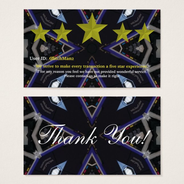 Placa de feedback de classificação de cinco estrel (Frente & Verso)
