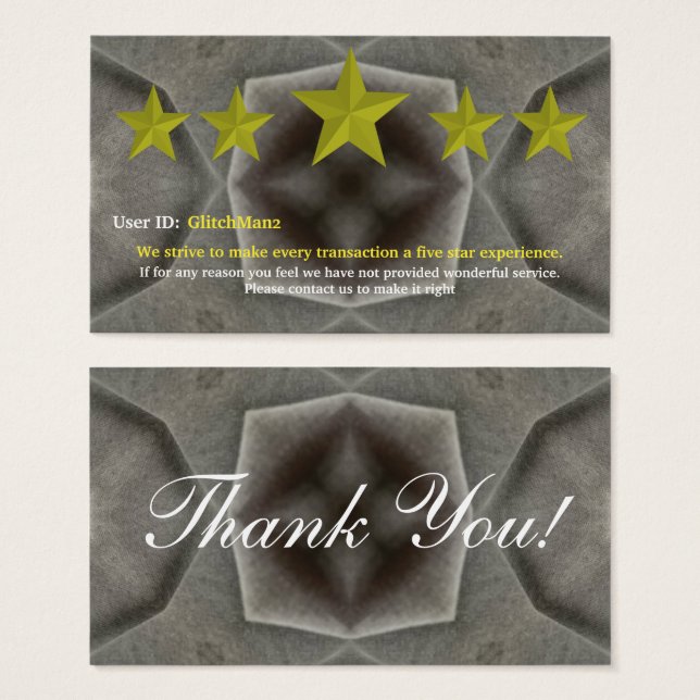 Placa de feedback de classificação de cinco estrel (Frente & Verso)