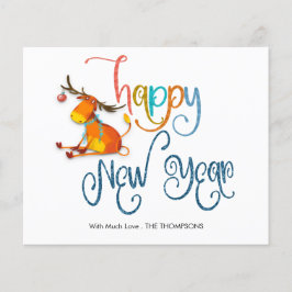 Placa de Feliz ano novo Glitter de Reindeer de Cut