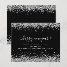 Placa de Feliz ano novo Preta Glitter de Prata Orç