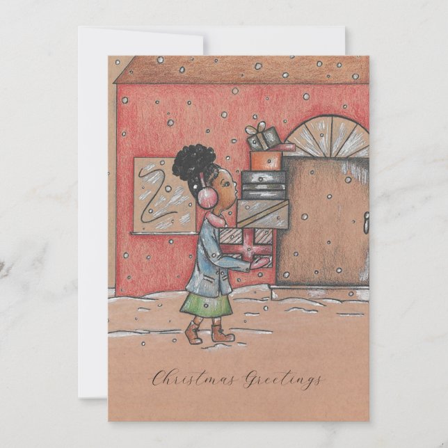 Placa de feriado plana para cartões de natal (Frente)