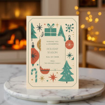 Placa de Férias Moderna do Meio século Vermelho Ve