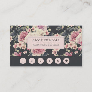 Placa de fidelidade do logotipo Floral Dark Vintag