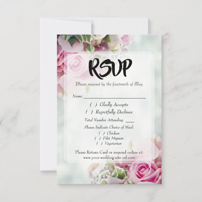 Placa de Gabinete RSVP de Casamento de Script Negr (Frente)