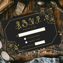 Placa de Gabinete RSVP de Casamento Dourado de Gla