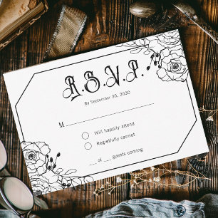 Placa de Gabinete RSVP de Casamento Floral Moody G