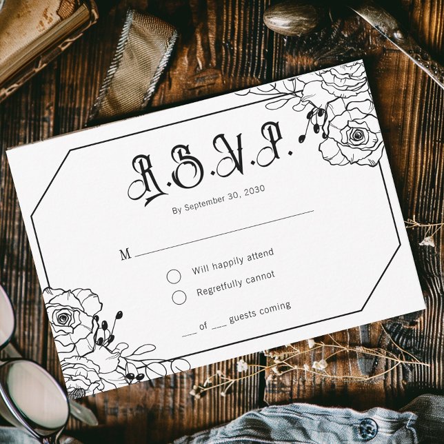 Placa de Gabinete RSVP de Casamento Floral Moody G (Criador carregado)
