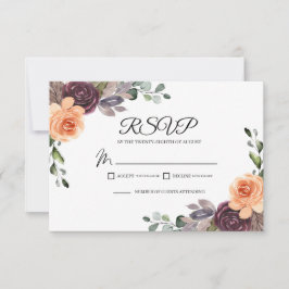 Placa de gabinete RSVP de Casamento outono Pêssego