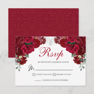 Placa de gabinete RSVP Floral Elegante Red & Silve